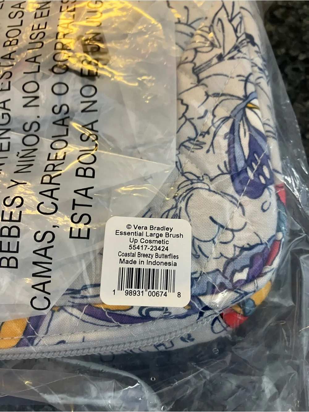 Vera Bradley White Quilted Butterfly Cosmetic Case